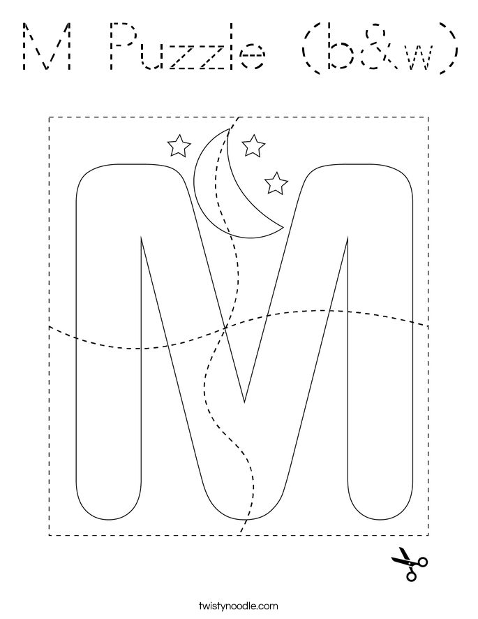 M Puzzle (b&w) Coloring Page