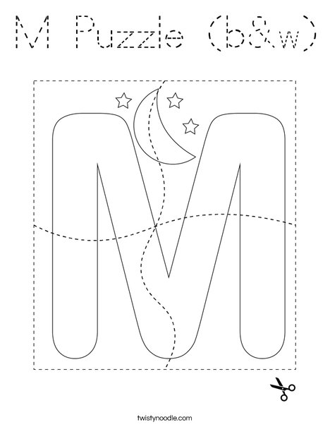 M Puzzle (b&w) Coloring Page