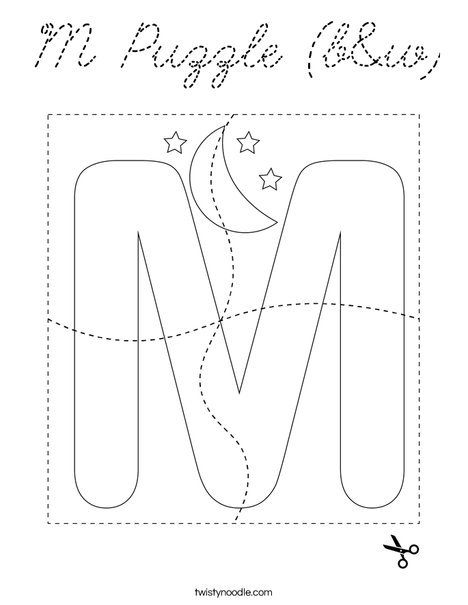 M Puzzle (b&w) Coloring Page