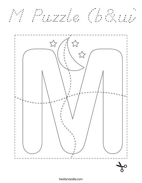 M Puzzle (b&w) Coloring Page