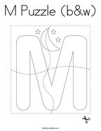 M Puzzle (b&w) Coloring Page