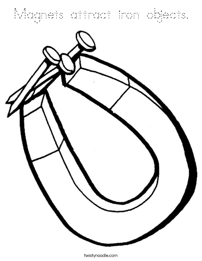 Magnets attract iron objects. Coloring Page