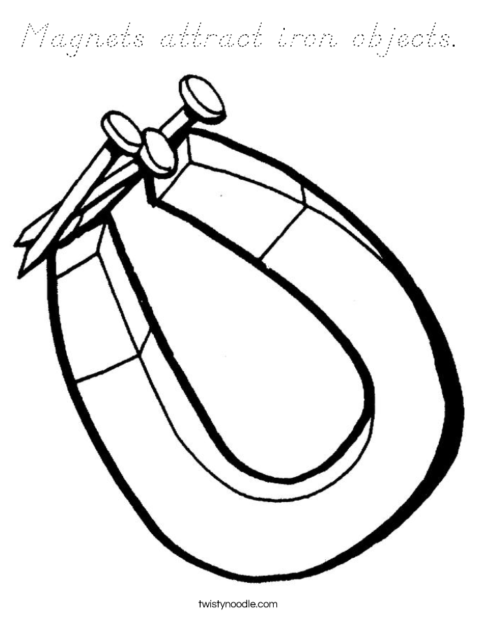 Magnets attract iron objects. Coloring Page