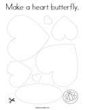Make a heart butterfly Coloring Page