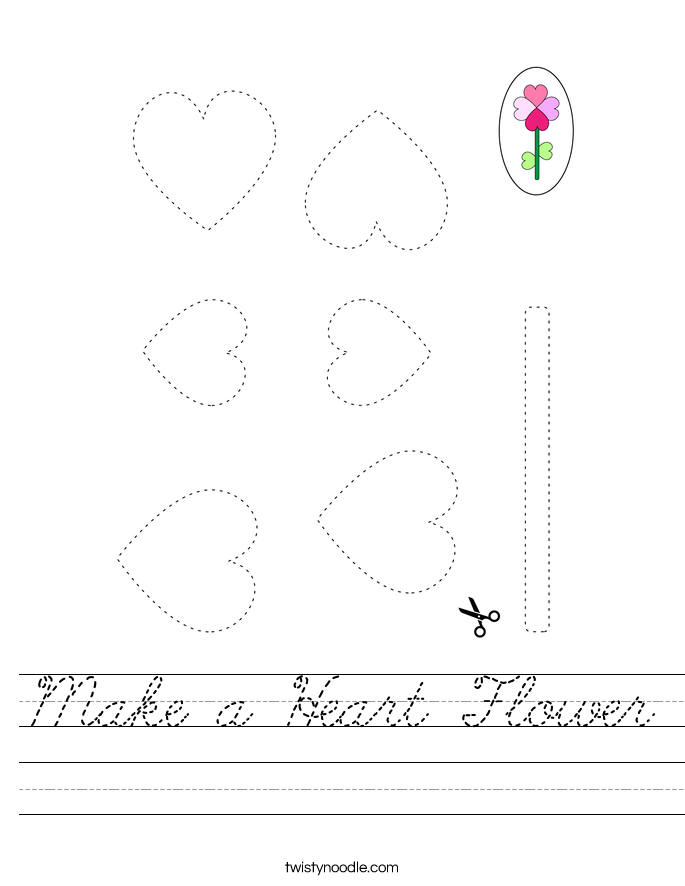 Make a Heart Flower Worksheet