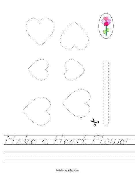 Make a Heart Flower Worksheet