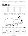 Make a sentence using the ant picture. Coloring Page
