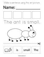 Make a sentence using the ant picture Coloring Page