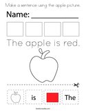 Make a sentence using the apple picture Coloring Page
