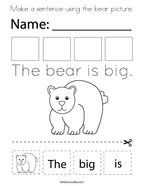 Make a sentence using the bear picture Coloring Page