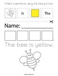 Make a sentence using the bee picture. Coloring Page