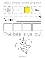 Make a sentence using the bee picture Coloring Page