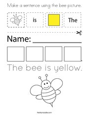 Make a sentence using the bee picture Coloring Page