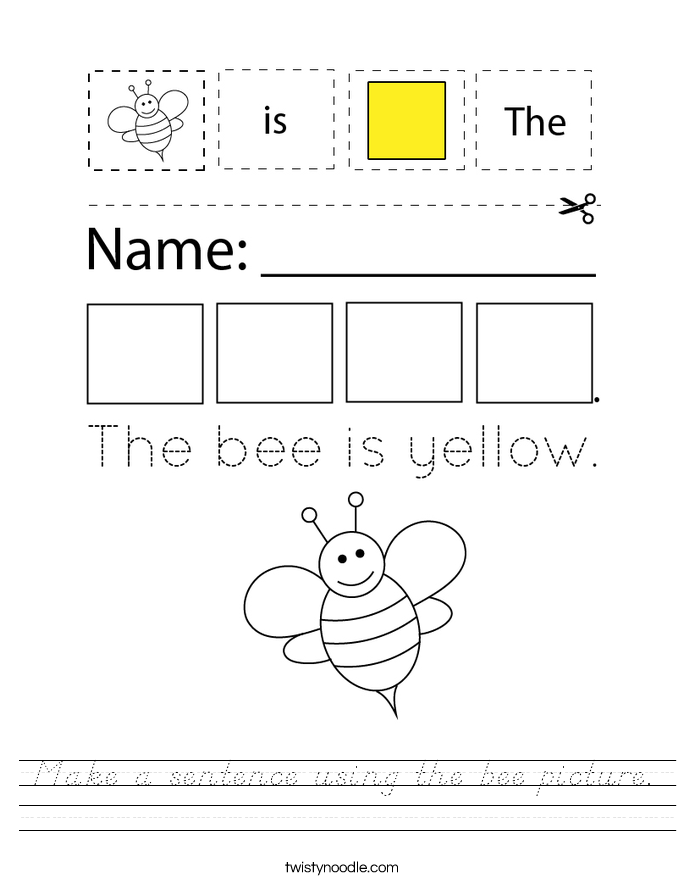 Make a sentence using the bee picture. Worksheet