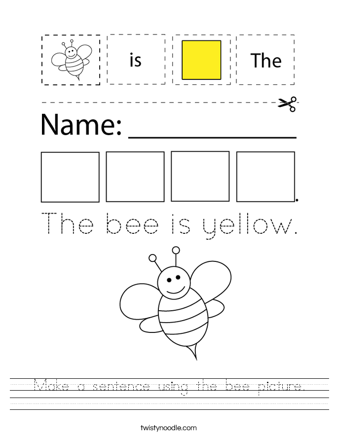Make a sentence using the bee picture. Worksheet