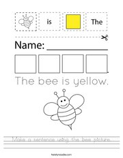 Make a sentence using the bee picture Handwriting Sheet