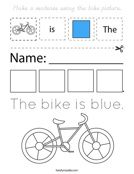 Make a sentence using the bike picture. Coloring Page