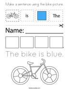 Make a sentence using the bike picture Coloring Page