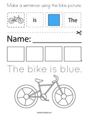 Make a sentence using the bike picture Coloring Page