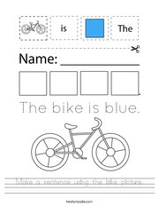 Make a sentence using the bike picture Handwriting Sheet