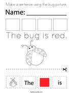 Make a sentence using the bug picture Coloring Page