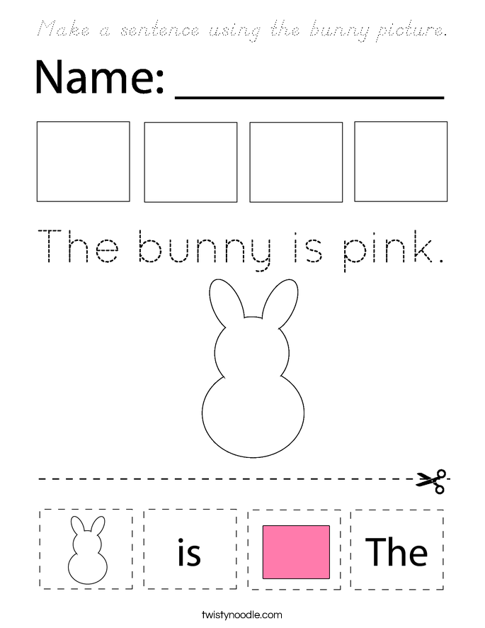 Make a sentence using the bunny picture. Coloring Page
