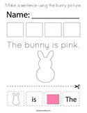 Make a sentence using the bunny picture Coloring Page
