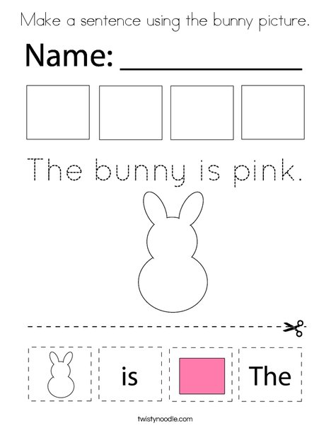Make a sentence using the bunny picture. Coloring Page