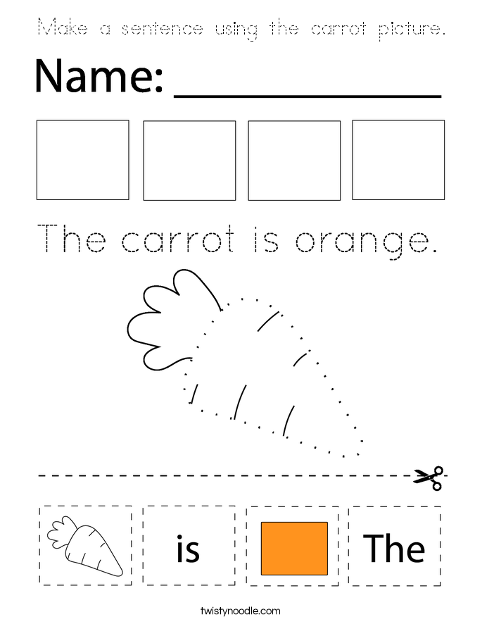 Make a sentence using the carrot picture. Coloring Page