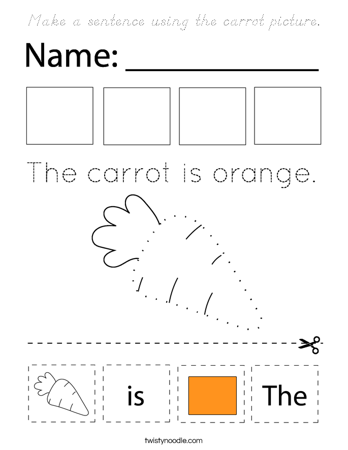 Make a sentence using the carrot picture. Coloring Page