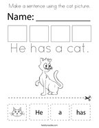 Make a sentence using the cat picture Coloring Page