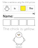 Make a sentence using the chick picture Coloring Page