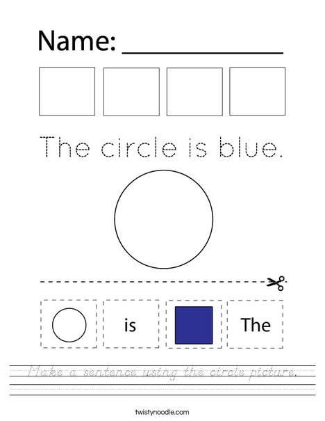 Make a sentence using the circle picture. Worksheet