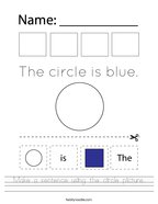 Make a sentence using the circle picture Handwriting Sheet