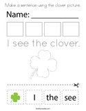 Make a sentence using the clover picture Coloring Page