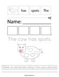 Make a sentence using the cow picture. Worksheet