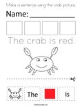 Make a sentence using the crab picture. Coloring Page