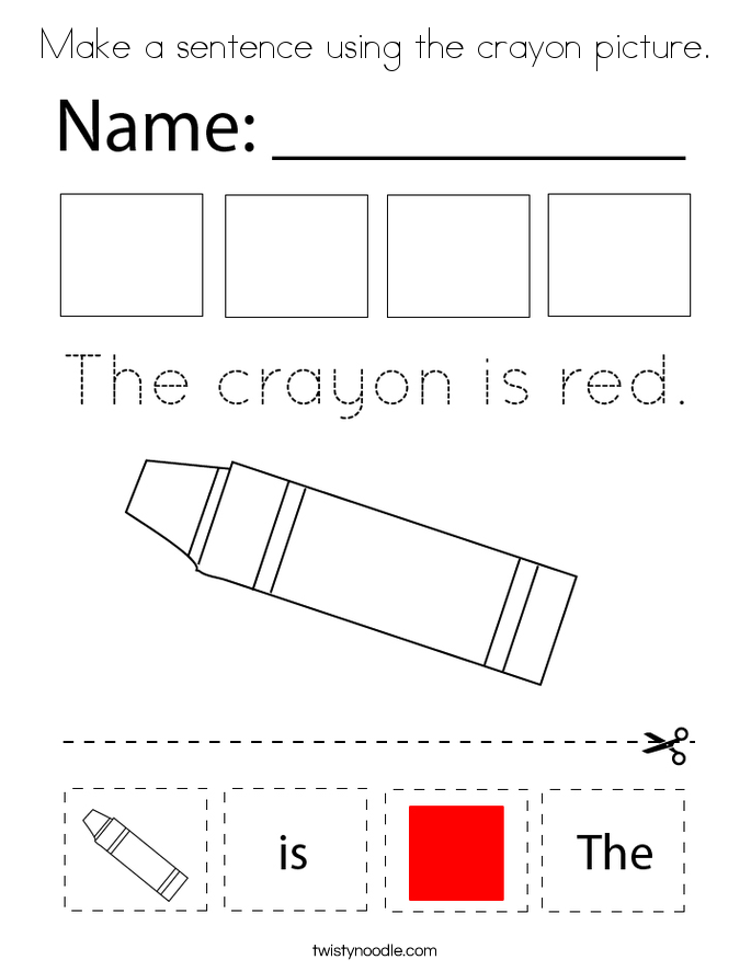 Make a sentence using the crayon picture. Coloring Page