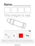Make a sentence using the crayon picture Handwriting Sheet