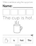 Make a sentence using the cup picture Coloring Page