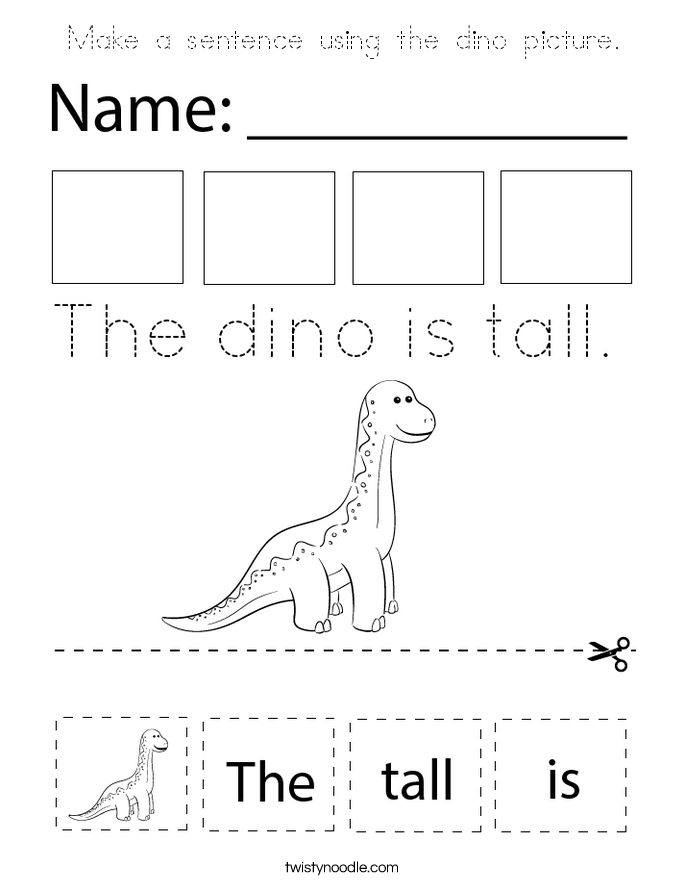 Make a sentence using the dino picture. Coloring Page