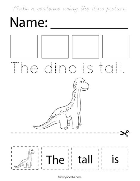 Make a sentence using the dino picture. Coloring Page