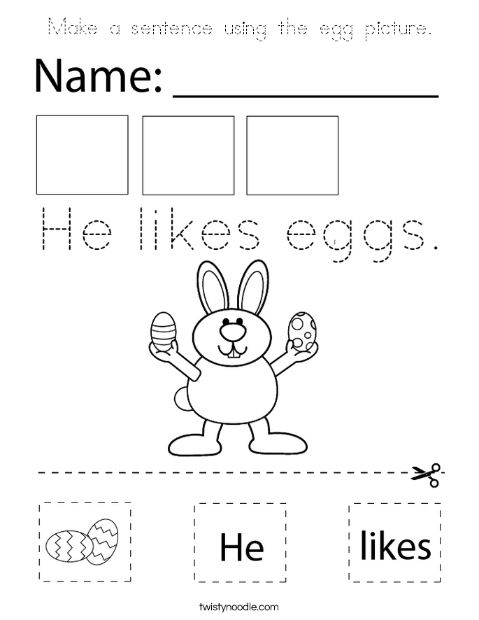 Make a sentence using the egg picture. Coloring Page