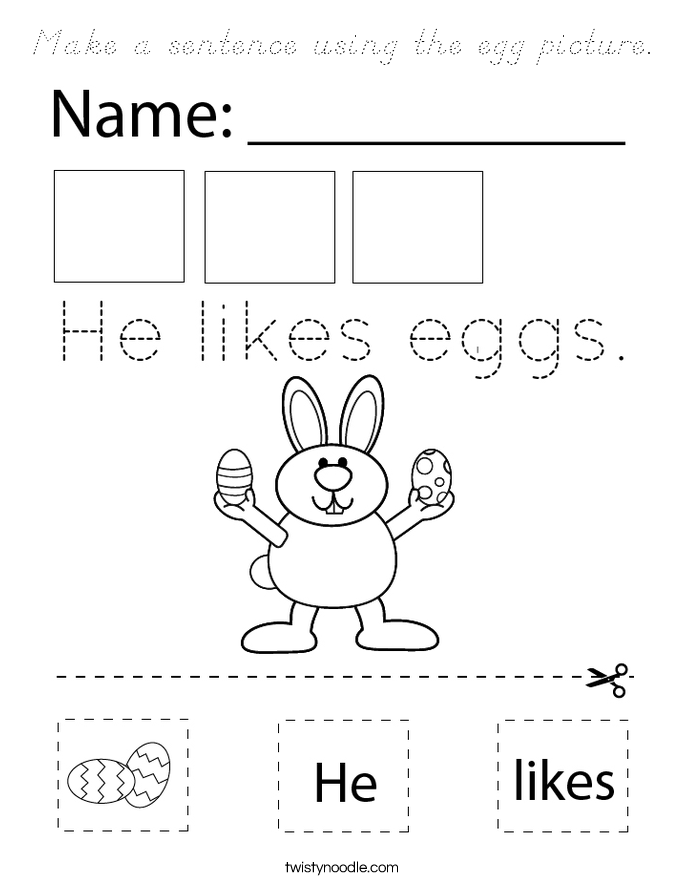 Make a sentence using the egg picture. Coloring Page