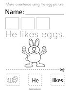 Make a sentence using the egg picture Coloring Page