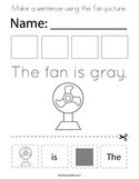 Make a sentence using the fan picture Coloring Page