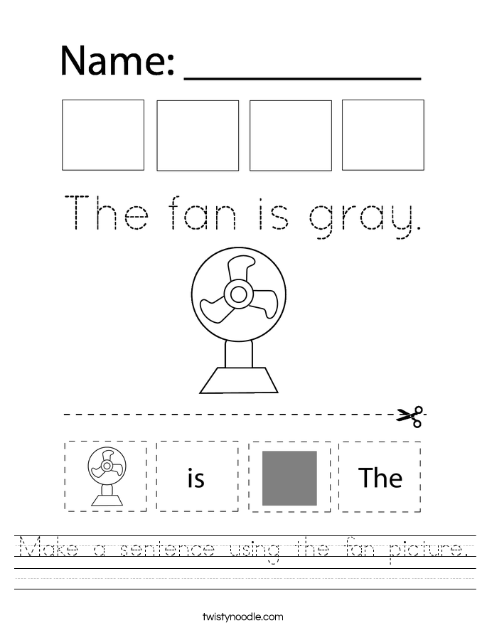 Make a sentence using the fan picture. Worksheet