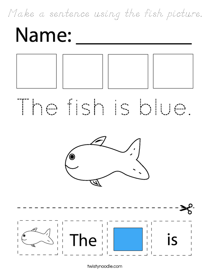 Make a sentence using the fish picture. Coloring Page