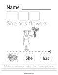 Make a sentence using the flower picture. Worksheet