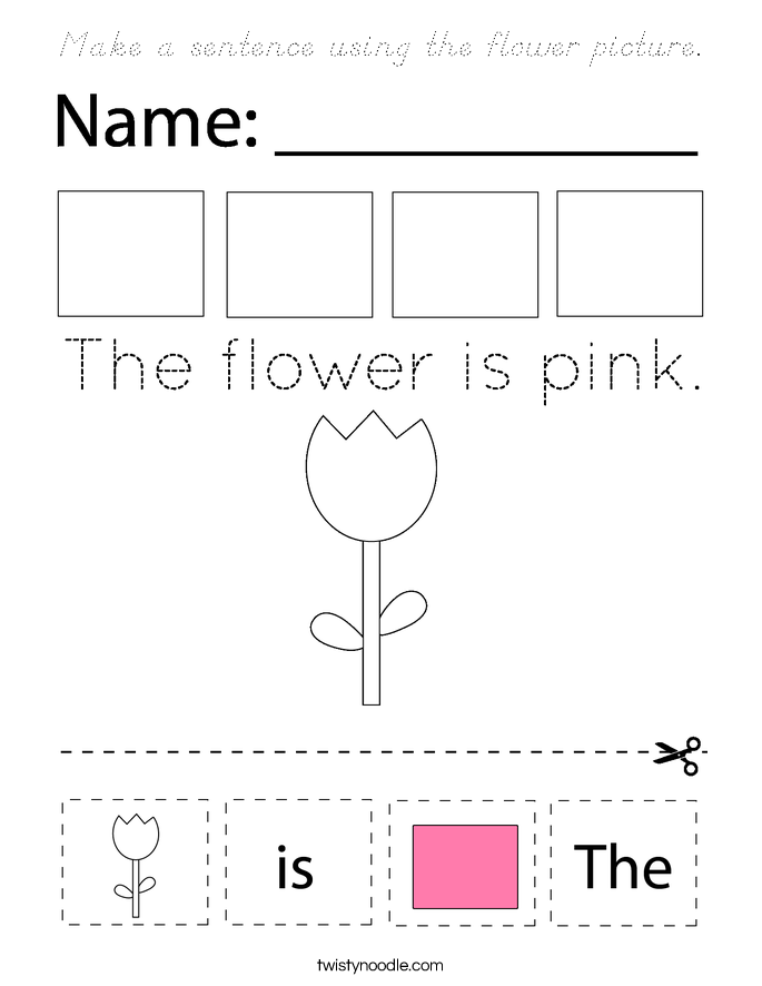 Make a sentence using the flower picture. Coloring Page